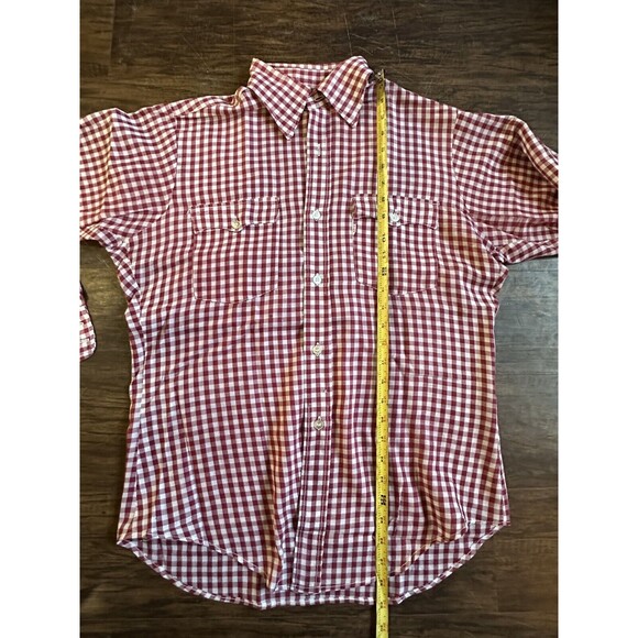 Levis Vintage Red Tab Button Shirt Size Medium M Upside Down Tag Gingham Plaid - Picture 10 of 16